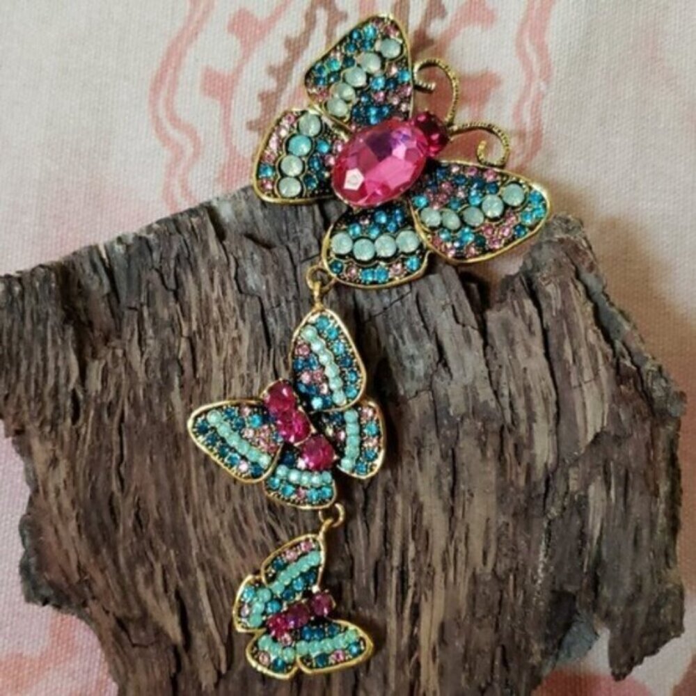 Large Butterfly Corsage Rhinestone Brooch Butterflies Butterfly Pin - Picture 13 of 13